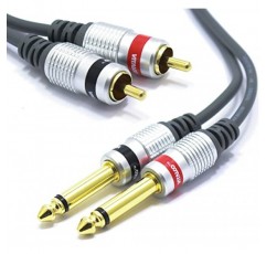 VITALCO RCA - 6.3mm 잭 케이블 5m 2 x Male RCA Male - 2 x 대형 잭 모노 오디오 어댑터