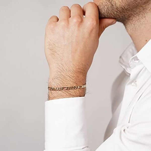 Trendor 팔찌 골드 실버 925 피가로 폭 4.3mm 남성과 여성을 위한 매력적인 팔찌 패션 선물 아이디어 51398