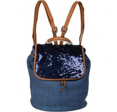 style브레이커 여성용 스팽글 플랩 백팩 린넨룩백 02012155, 브라운, 배낭