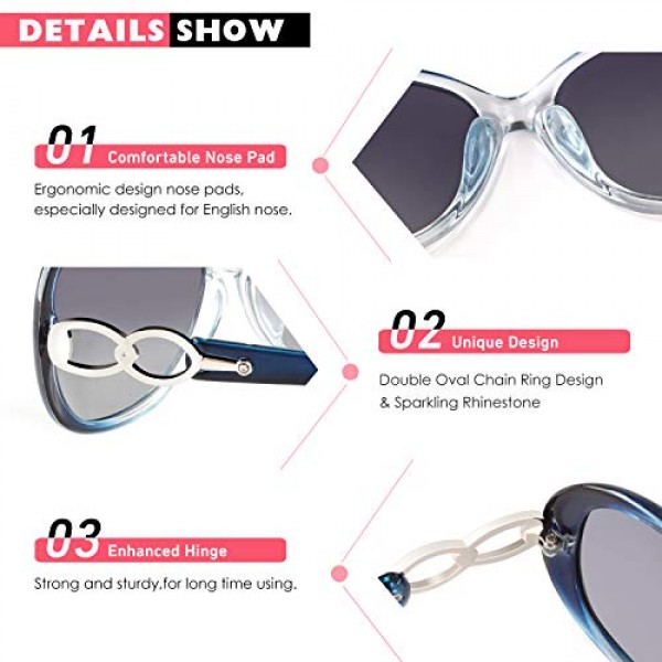 CGID 디자이너 여성용 오버사이즈 선글라스 편광 UV400 보호