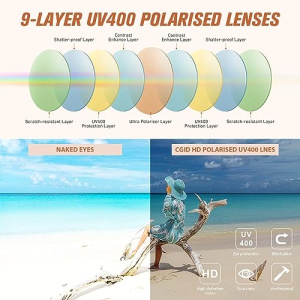 CGID 디자이너 여성용 오버사이즈 선글라스 편광 UV400 보호