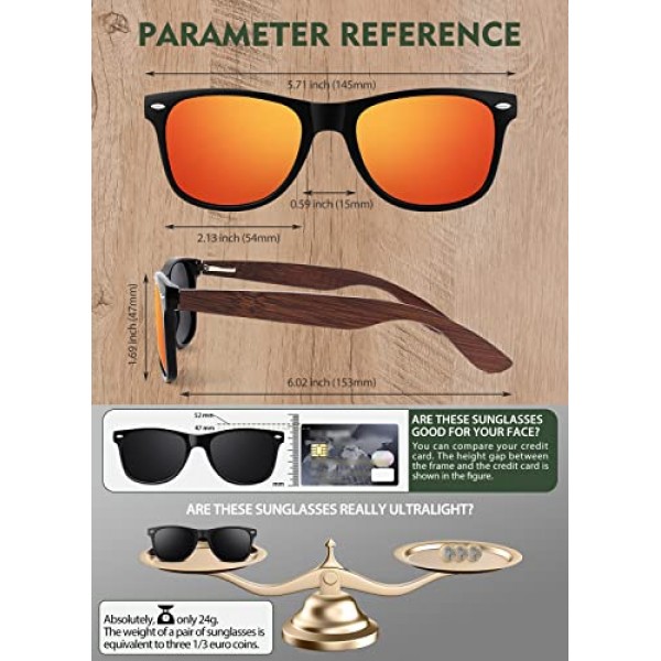 CGID 목재 편광 선글라스 남성 여성 거울 오리지널 UV400 CAT 3 M08