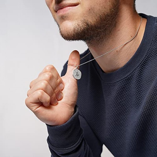 Trendor 궁수 자리 조디악 로그인 직경 20 mm 및 목걸이 남성 또는 여성을위한 925 실버 조디악 로그인 펜던트 마법의 목걸이 51610-12