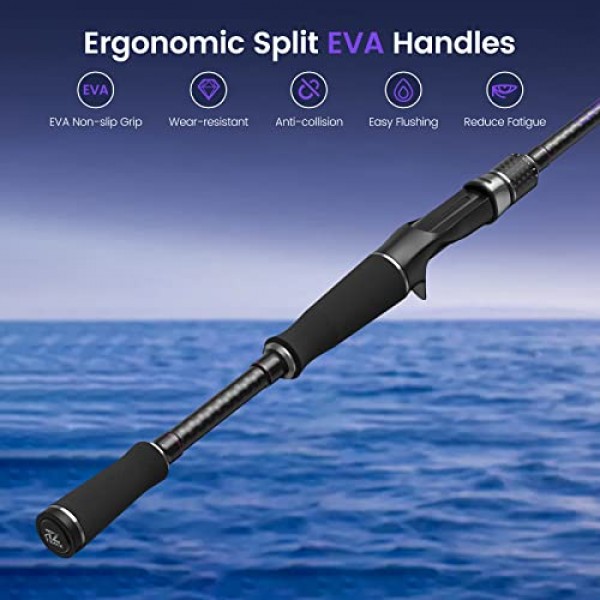 베이트캐스팅 로드, 30T Toray 카본이 포함된 중형 캐스팅 로드, Fuji 가이드, 민물 및 바닷물용 일체형 초경량 베이트캐스터 로드.