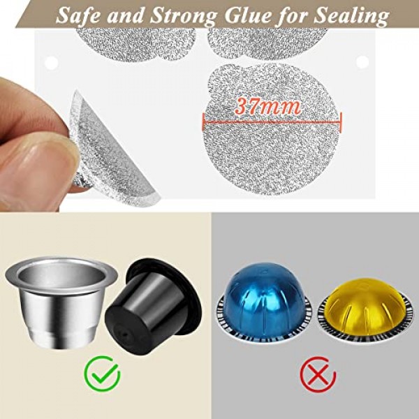 CAPMESSO 에스프레소 포일 - 재사용 가능한 네스프레소 캡슐에 커피 포드 밀봉 뚜껑 네스프레소 오리지널 라인 머신과 호환되는 리필 가능 포드 120개/포장