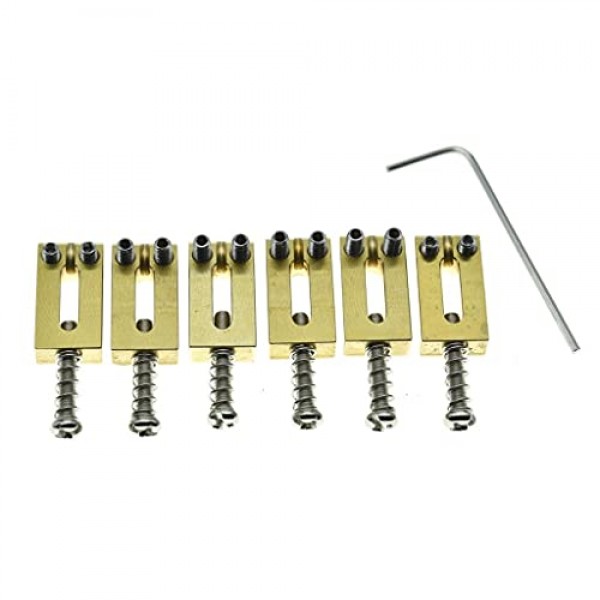 KAISH 솔리드 브래스 기타 브리지 안장 Stratocaster/Telecaster 용 니켈 나사가있는 황동 안장 10.8mm 문자열 간격