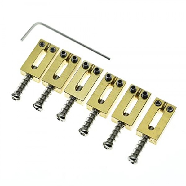 KAISH 솔리드 브래스 기타 브리지 안장 Stratocaster/Telecaster 용 니켈 나사가있는 황동 안장 10.8mm 문자열 간격