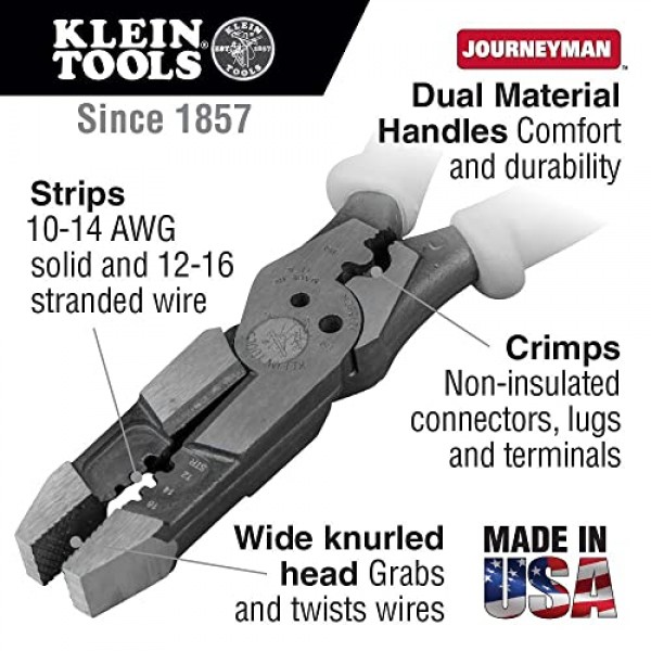 Klein Tools J215-8CR 멀티툴 플라이어, 하이브리드 다목적 공구/크림퍼, 와이어 스트리퍼, 볼트 전단, 와이어 그래빙, 트위스팅, 루핑