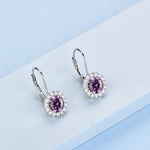 JO WISDOM 여성용 라운드 925 실버 매달려 귀걸이, 3A 큐빅 지르코니아 크리스탈, 여성용 보석