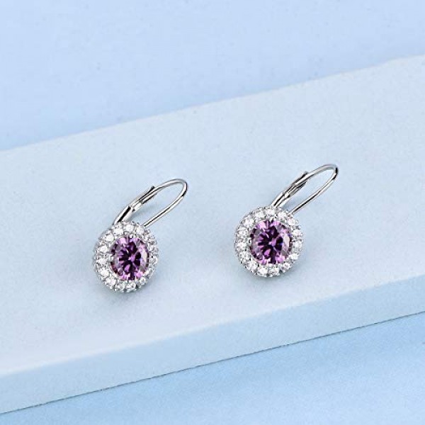 JO WISDOM 여성용 라운드 925 실버 매달려 귀걸이, 3A 큐빅 지르코니아 크리스탈, 여성용 보석