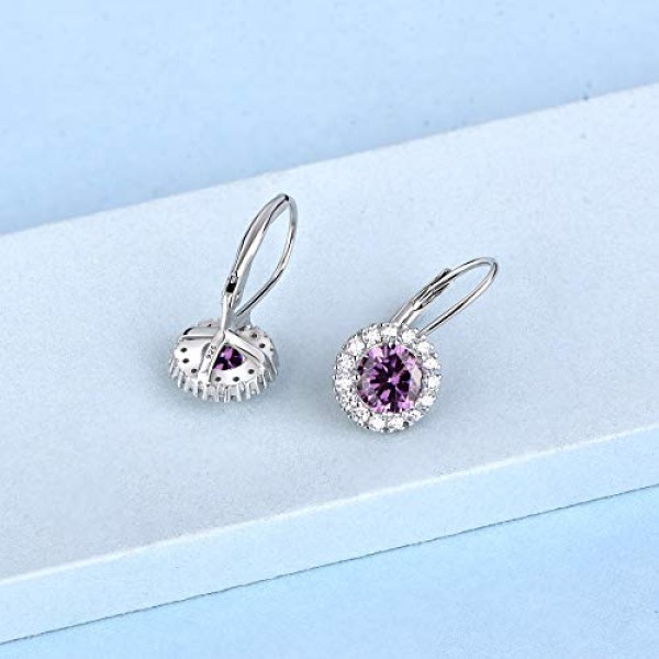 JO WISDOM 여성용 라운드 925 실버 매달려 귀걸이, 3A 큐빅 지르코니아 크리스탈, 여성용 보석