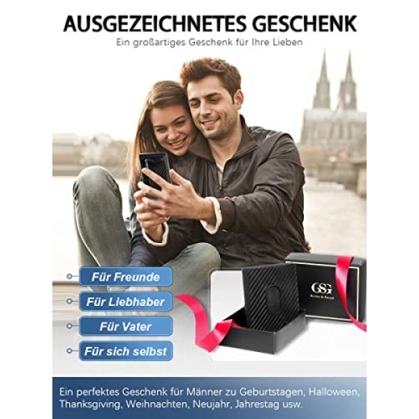 동전 수납칸이 있는 GSG 슬림 지갑, RFID 보호, 남성용 소형 신용 카드 지갑, 미니 가죽 지갑, M22085, 1-블랙(탄소 섬유), rfid 지갑