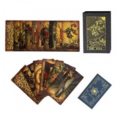 SUNHHX 타로 카드, 78 타로 카드 데크 PVC 방수 주름 방지 금박 클래식 타로 카드, 영어 지침서, 초보자를 위한 타로 카드