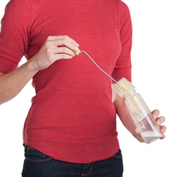 돼지 강모, 강철 와이어, 너도밤나무 손잡이가 있는 Redecker 젖병 브러시, 12-1/2인치, 2개 세트