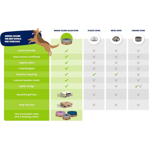 나무 받침대가있는 유리 개 그릇 음식 그릇 강아지 안티 슬링 그릇 유기 페인트로 칠한 강아지 먹이 그릇 강아지 물 그릇 강아지 그릇 유리 그릇 인그레이빙 스탠드 (1