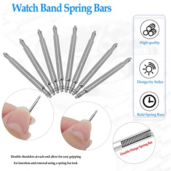 QINGSHENG 1Package(20pcs) 시계 밴드 핀 스프링 바 도구, 전통 및 스마트 시계용 스틸 시계 핀 1.8mm 직경(20mm/0.78인치)