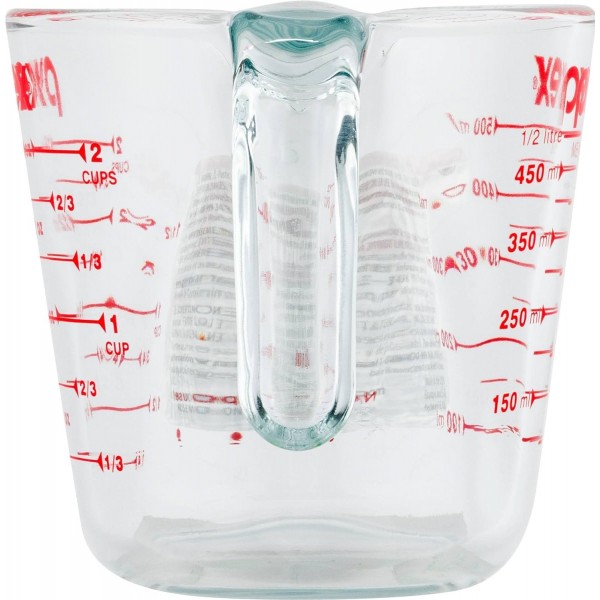 Pyrex Prepware 2컵 측정 컵 레드 그래픽 클리어 2컵 좌절 없는 포장