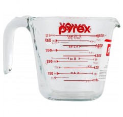 Pyrex Prepware 2컵 측정 컵 레드 그래픽 클리어 2컵 좌절 없는 포장