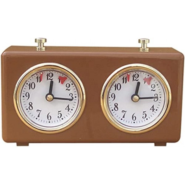 체스 시계, 태엽 전문 체스 타이머, 아날로그 체스 시계 타이머, 빈티지 디자인의 국제 체스 타이머 시계 읽기 쉬운 대형 다이얼(갈색)