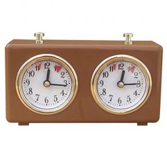 체스 시계, 태엽 전문 체스 타이머, 아날로그 체스 시계 타이머, 빈티지 디자인의 국제 체스 타이머 시계 읽기 쉬운 대형 다이얼(갈색)