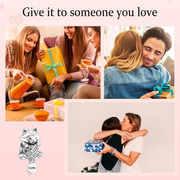 팔찌, 큐빅 지르코니아가 있는 925 스털링 실버 펜던트, Friend of the Paws, 주얼리 컬렉션 Kitten & Ball용 Annmors Dog & Cat Lovers 참