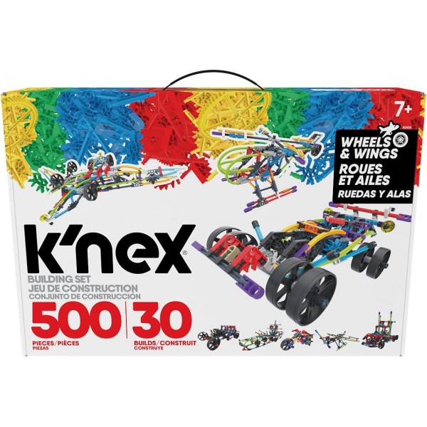 K'NEX 80208 날개 및 휠 빌딩 세트, 500피스, 7세 이상 어린이를 위한 다채로운 30 모델 빌딩 건설 장난감 45510 10 모델 초보자용 재미있는 고속 차량 빌딩 세트