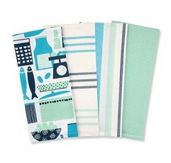 Jot & Mark 행주 100% 면 | 건조 및 주방용 4개 세트(씨폼 블루-그린)