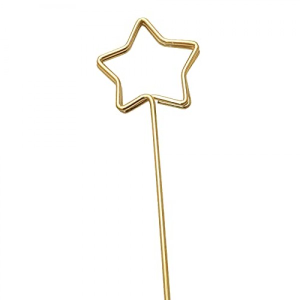 Tinsow 30 Pcs 금속 꽃 장소 카드 홀더, 13.4 인치 꽃 꽃꽂이 용 클립, 결혼식 및 파티 용 황금 선물 카드 홀더 (별)