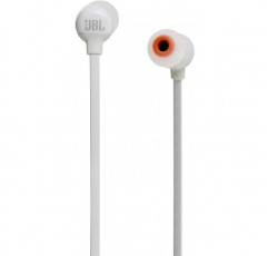 흰색 JBL Tune110BT 인이어 Bluetooth 헤드폰 - 통합 마이크가 있는 무선 이어폰 - 배터리 한 번 충전으로 최대 6시간 음악 스트리밍