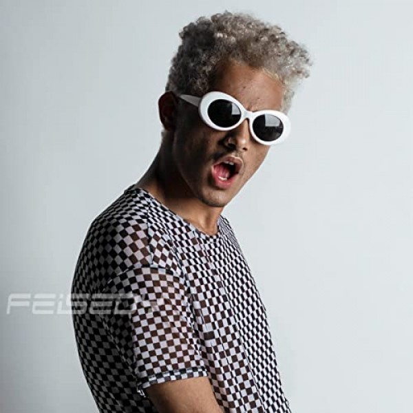 Feisedy 레트로 타원형 선글라스 라운드 Steampunk 선글라스 여성 남성 B2253