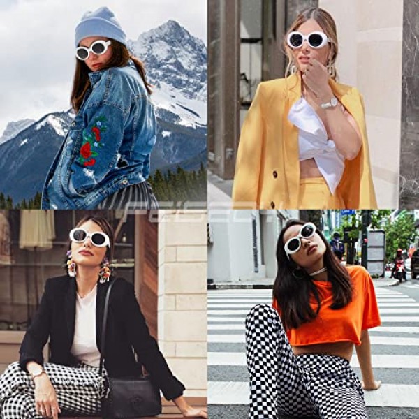 Feisedy 레트로 타원형 선글라스 라운드 Steampunk 선글라스 여성 남성 B2253