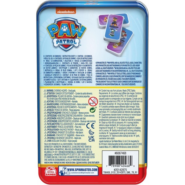 Spin Master Games - PAW Patrol Domino - 털복숭이 친구들과 함께하는 클래식 게임, 2-4인용, 5세 이상