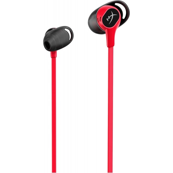 HyperX Cloud Buds - Bluetooth 무선 헤드폰, Qualcomm aptX HD, 10시간 배터리 수명, 14mm 드라이버, 편안한 실리콘 이어버드, 3가지 크기의 이어패드 포함, 여행용 메쉬 파우치, 레드