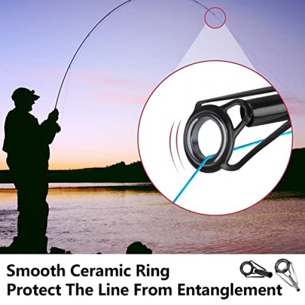 THKFISH 막대 팁 수리 키트, 낚시 스테인레스 스틸 세라믹 링 가이드 수리 교체 6 크기 30pcs 빅 스타일