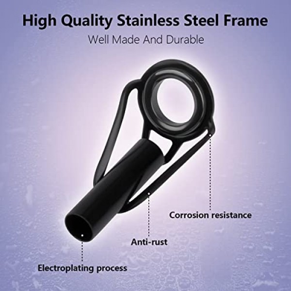 THKFISH 막대 팁 수리 키트, 낚시 스테인레스 스틸 세라믹 링 가이드 수리 교체 6 크기 30pcs 빅 스타일