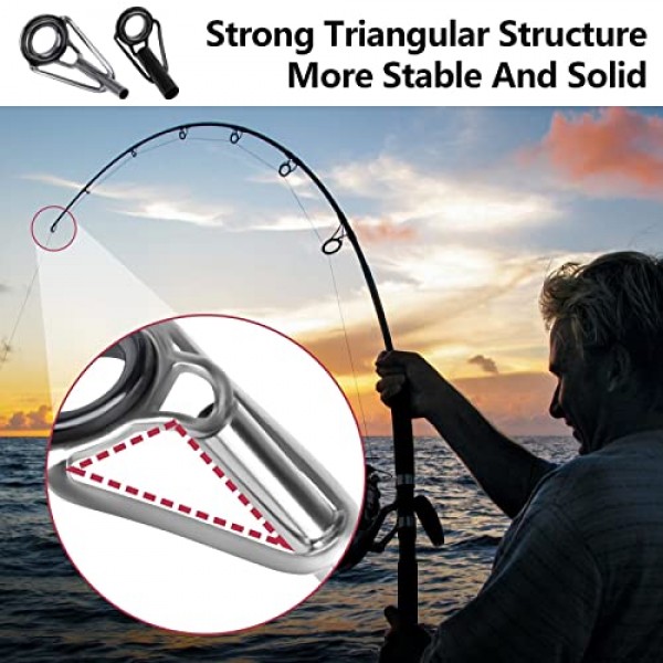 THKFISH 막대 팁 수리 키트, 낚시 스테인레스 스틸 세라믹 링 가이드 수리 교체 6 크기 30pcs 빅 스타일