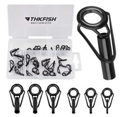 THKFISH 막대 팁 수리 키트, 낚시 스테인레스 스틸 세라믹 링 가이드 수리 교체 6 크기 30pcs 빅 스타일