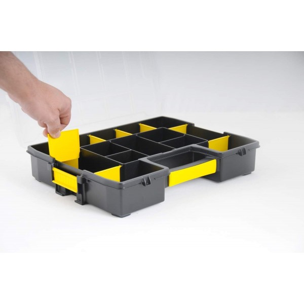 STANLEY Sortmaster Stackable Storage Organizer for Tools, Small Parts, 조정 가능한 구획, 1-97-483 1 멀티 컬러