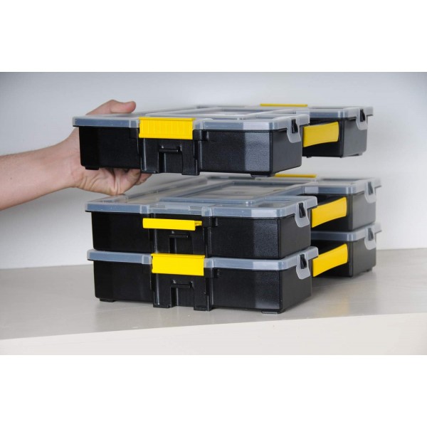 STANLEY Sortmaster Stackable Storage Organizer for Tools, Small Parts, 조정 가능한 구획, 1-97-483 1 멀티 컬러