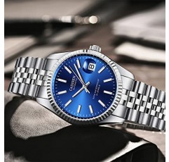 CADISEN Miyota 8215 남성용 자동 시계(파워 리저브 기계식 스테인레스 스틸 사파이어 글라스 포함)