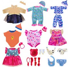 ARTST 9 세트 14-16-Inch-Baby-Doll-Clothes 43cm Baby Doll과 호환 가능 15-inch-Baby-Doll American-18-Inch-Girl-Doll 어린 소녀를위한 크리스마스 생일 선물