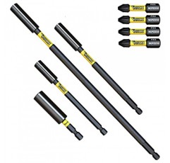 8피스 SabreCut SCRK10 마그네틱 2 23/64, 3 15/16, 5 63/64 및 12 1/64 전문 임팩트 비트 홀더, Dewalt, Milwaukee, Makita와 호환되는 4 x 1 17/64 PZ2 나사 비트 포함 , 보쉬 및 기타