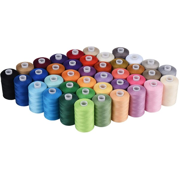 Moon Waves 재봉사 40 색 914m 스풀 당 40S/2 폴리 에스터 15 색 세트 재봉틀 자수기 손 재봉 (40 색)