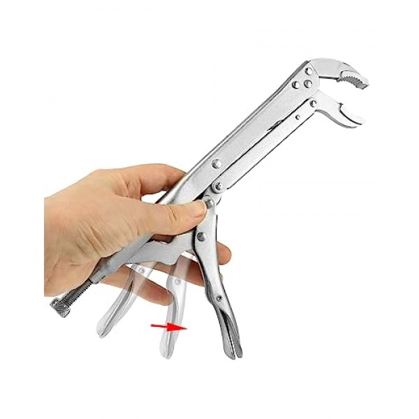 QWORK 긴 코 바이스 잠금 펜치 세트, 3 Pcs 12 인치 직선/45도/80도 각도 펜치, 확장 긴 핸들 바이스 그립 펜치, 좁은 공간을 위한 바이스 그립 렌치 세트