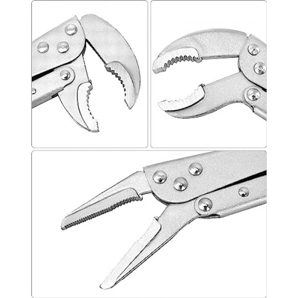 QWORK 긴 코 바이스 잠금 펜치 세트, 3 Pcs 12 인치 직선/45도/80도 각도 펜치, 확장 긴 핸들 바이스 그립 펜치, 좁은 공간을 위한 바이스 그립 렌치 세트