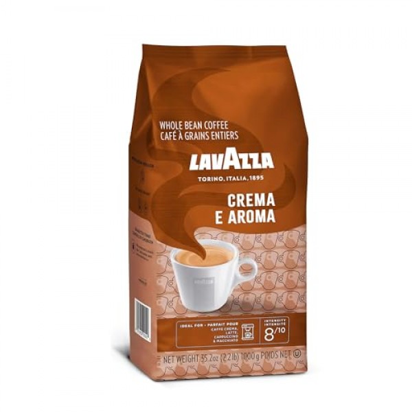 Lavazza Crema E 아로마 원두 커피 블렌드, 2.2파운드 봉지, 강렬하고 흙향이 나는 풍미와 오래 지속되는 크레마를 지닌 균형 잡힌 미디엄 로스트, Non-GMO