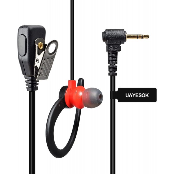 UAYESOK 워키토키 이어폰, 양방향 라디오 헤드셋 Motorola Talkabout용 1핀 2.5mm 잭 G 모양 안전 이어폰 TLKR T92 H20 T60 T80 T82 XT180 PTT 마이크가 있는 양방향 라디오(2개 팩)