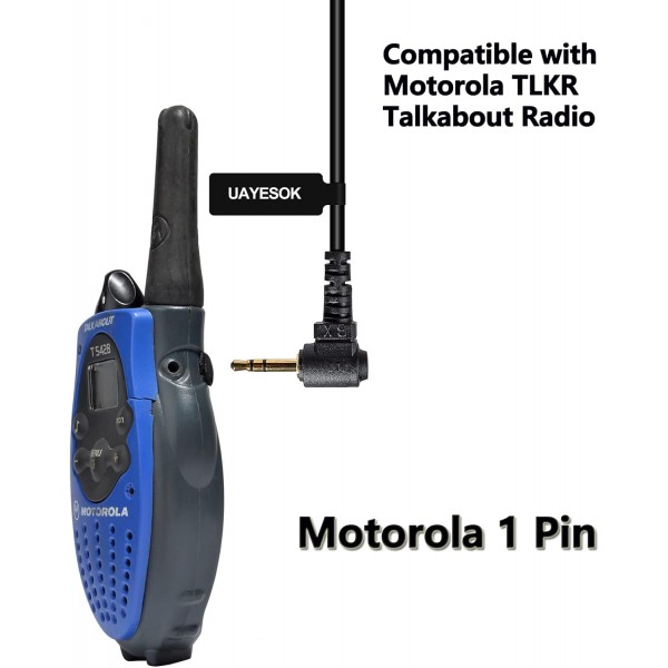 UAYESOK 워키토키 이어폰, 양방향 라디오 헤드셋 Motorola Talkabout용 1핀 2.5mm 잭 G 모양 안전 이어폰 TLKR T92 H20 T60 T80 T82 XT180 PTT 마이크가 있는 양방향 라디오(2개 팩)