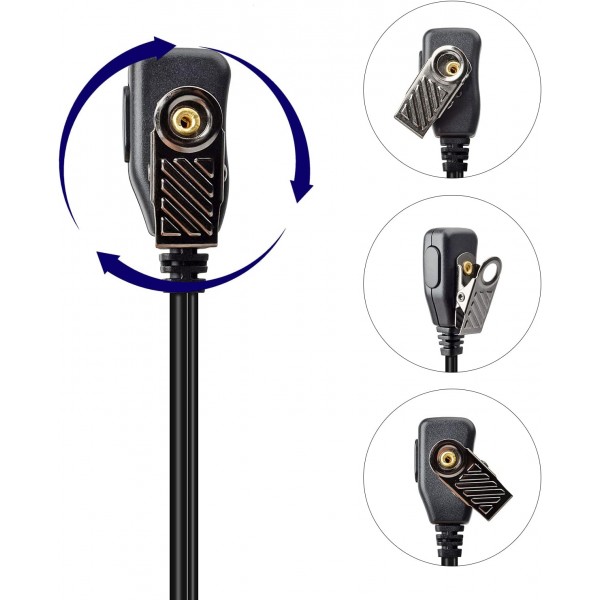 UAYESOK 워키토키 이어폰, 양방향 라디오 헤드셋 Motorola Talkabout용 1핀 2.5mm 잭 G 모양 안전 이어폰 TLKR T92 H20 T60 T80 T82 XT180 PTT 마이크가 있는 양방향 라디오(2개 팩)