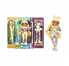 Rainbow High Winter Break Sunny Madison – 디자이너 복장 2개, 스키 및 액세서리 쌍이 포함된 노란색 패션 인형 및 Playset